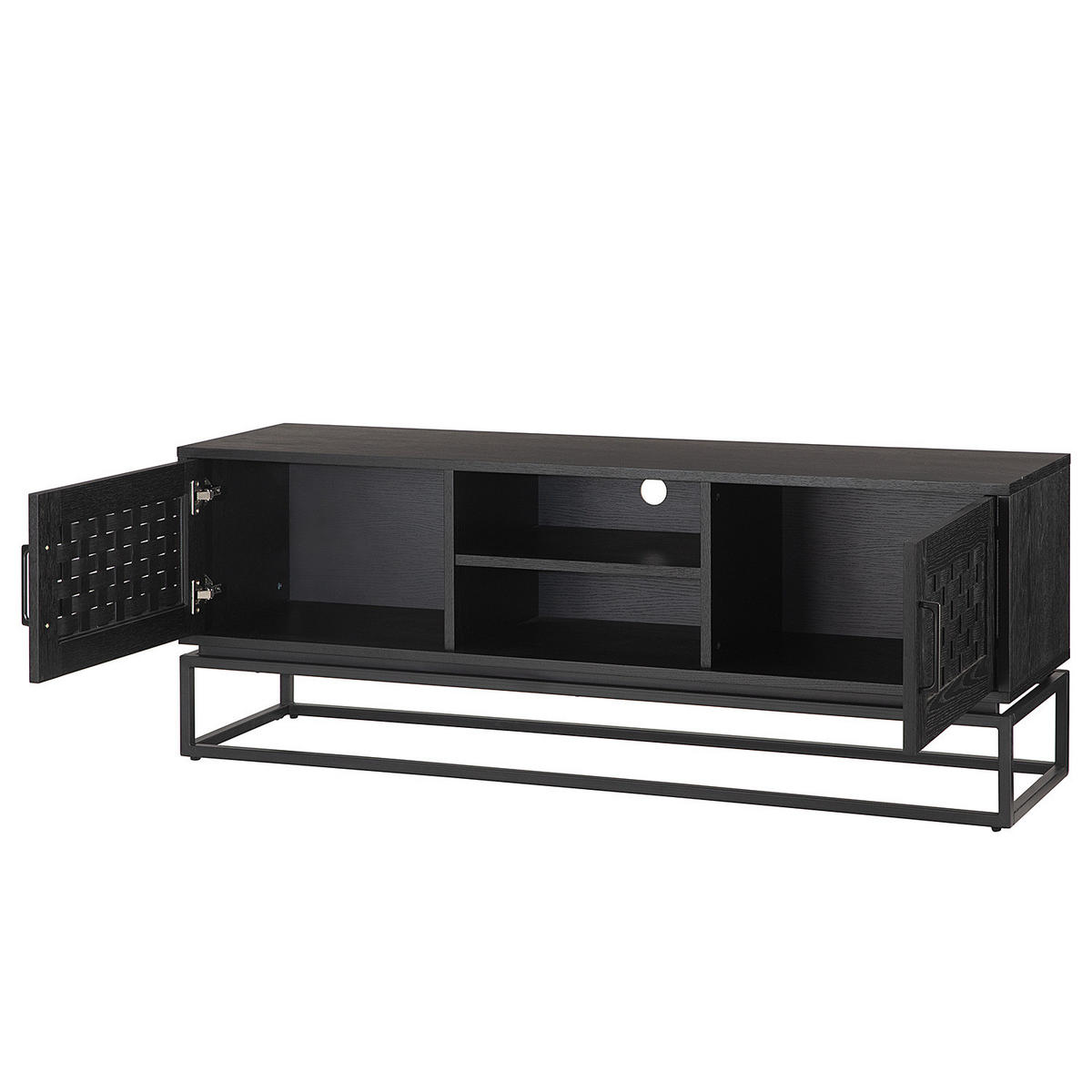 TV-LOWBOARD - Holzwerkstoff / Metall - Schwarz, Holzwerkstoff/Metall (150/55/40cm) - home24