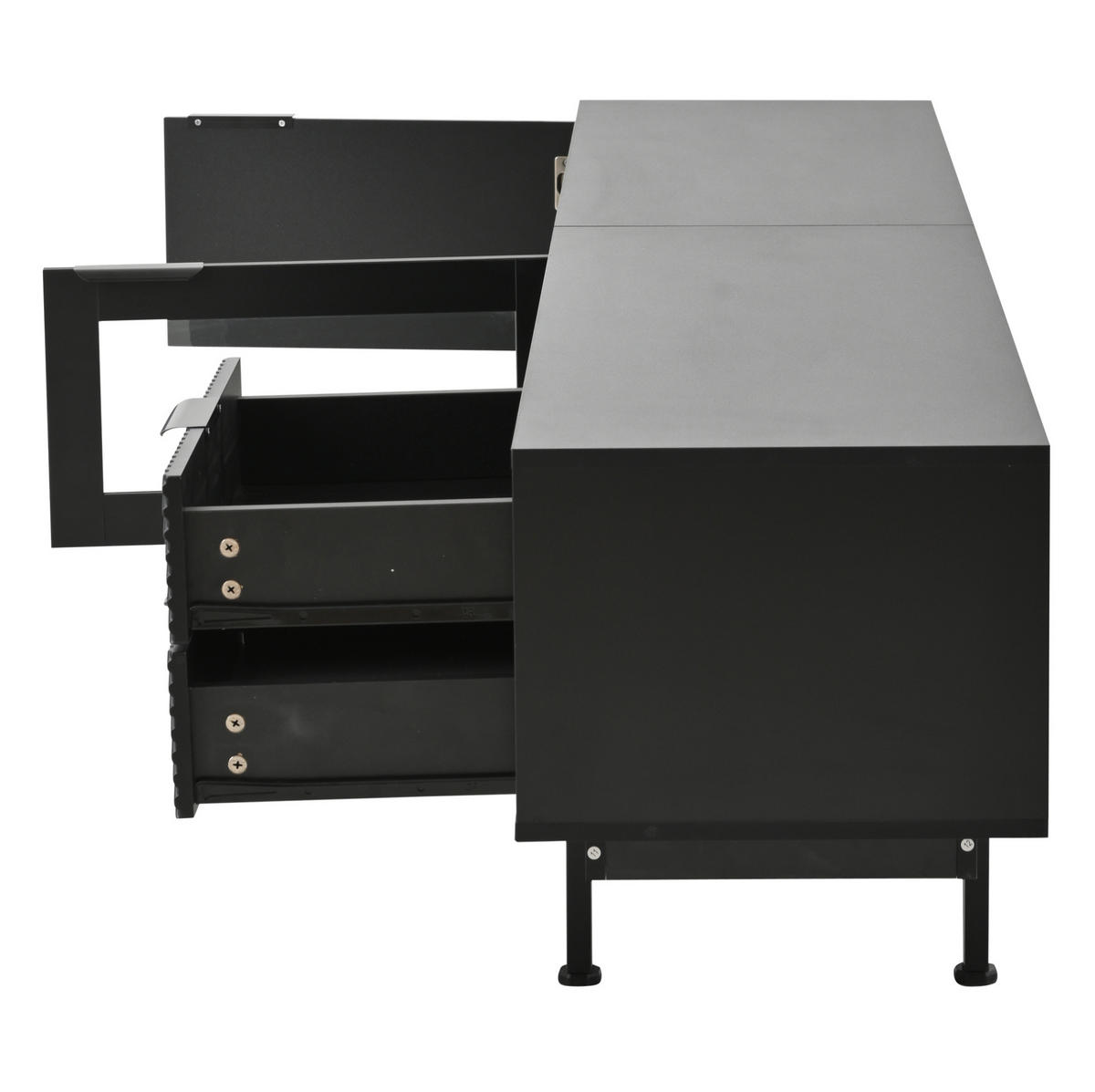 TV-SCHRANK 200/40/50,5 cm schwarz Spanplatte mit 2 Türen und 2 Schubladen - Schwarz, Holzwerkstoff (200/50.5/40cm) - OKWISH
