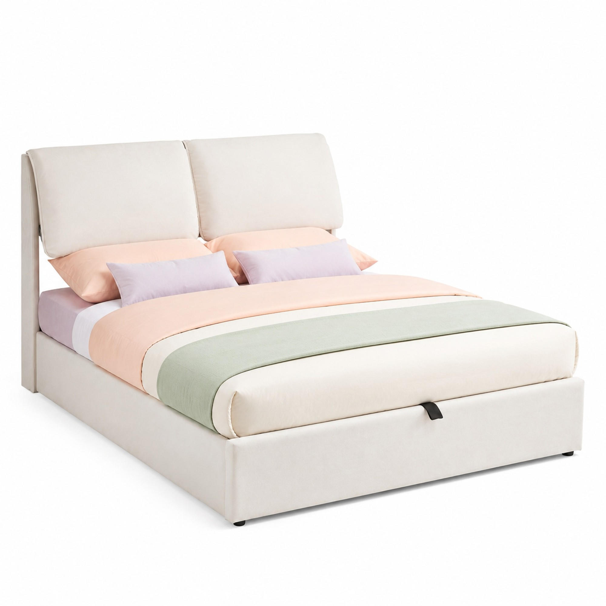 POLSTERBETT 140/190 cm in Beige Samt mit Bettkasten, 3 Schubladen und Verstellbarem Kopfteil - Beige, Holzwerkstoff/Textil (140/190cm) - CHICFURN