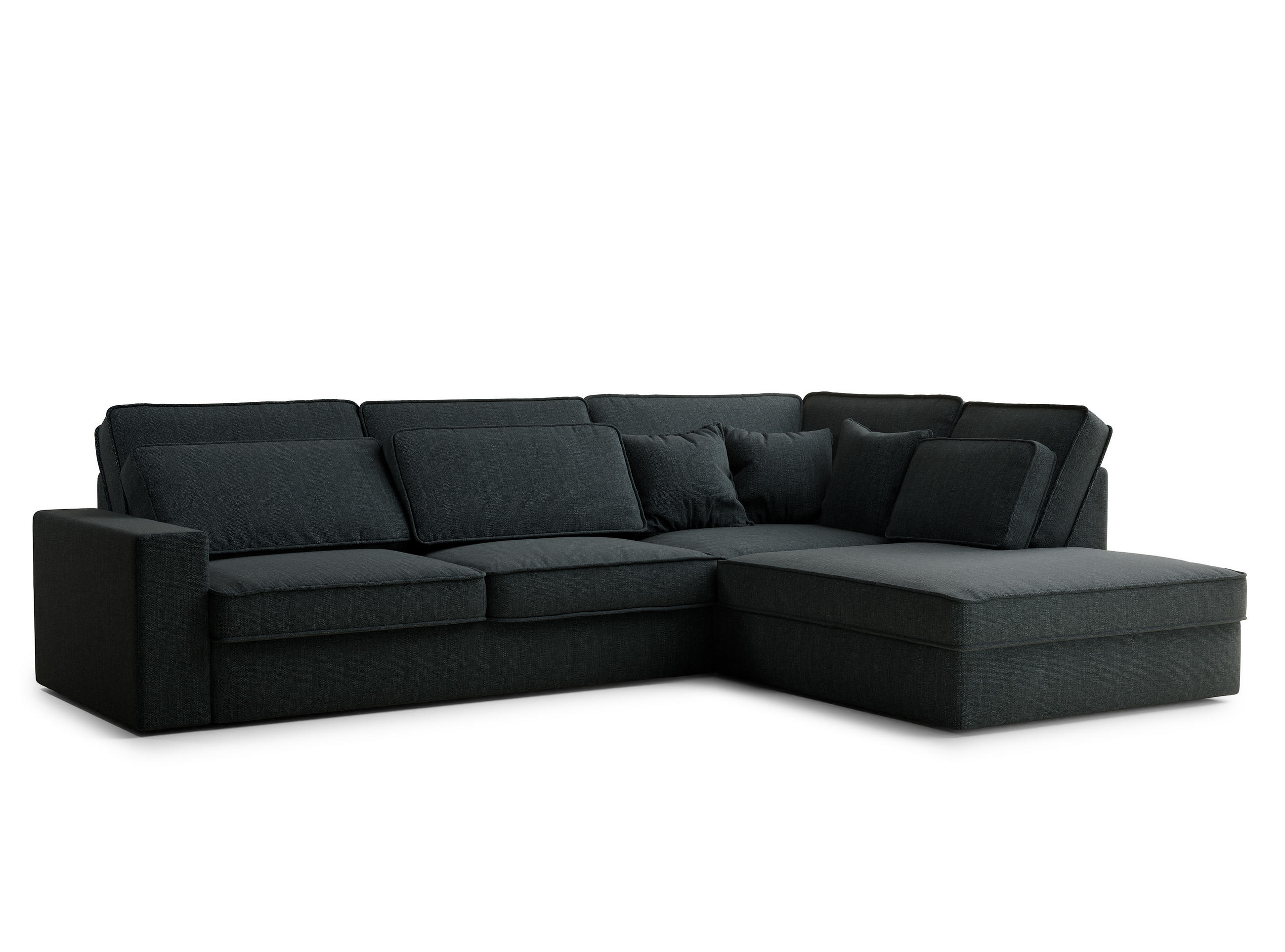 ECKSOFA Kirou Türkis Webstoff - Rechts Seite - Türkis/Schwarz, Holz/Holzwerkstoff (225/311cm) - Maison de Reve