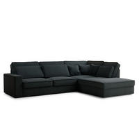 ECKSOFA Kirou Türkis Webstoff - Rechts Seite - Türkis/Schwarz, Holz/Holzwerkstoff (225/311cm) - Maison de Reve