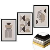 WANDBILDER 3er-Set - 40x60 cm Schwarzer Rahmen - Abstrakte Minimalismusmuster - Schwarz, Kunststoff (40/60cm) - ArtPrintCave