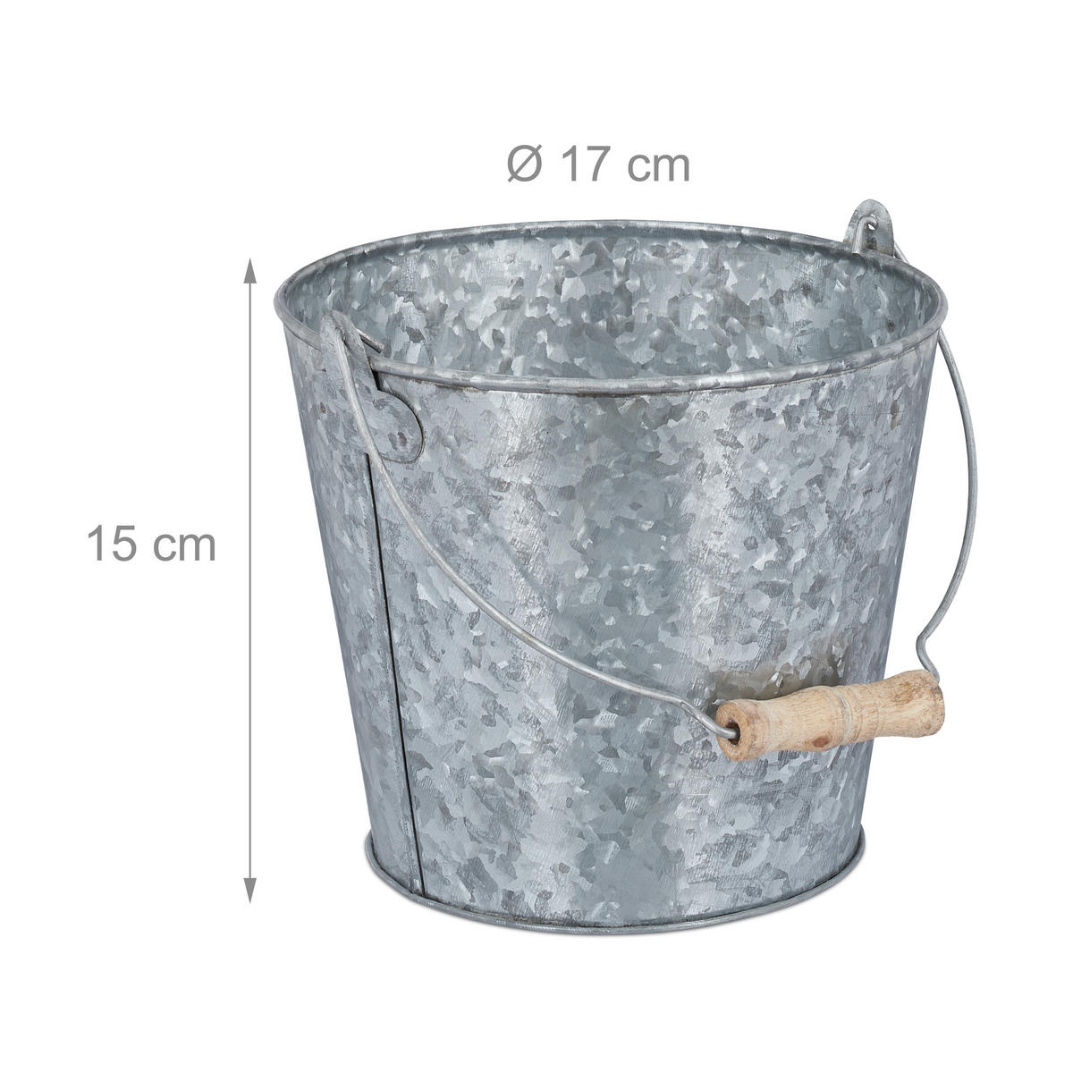 5XZINKTOPF - Silberfarben, Holz/Metall (17/15/18cm) - Relaxdays