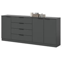 SIDEBOARD grau 185 x 80 cm, Kommode mit viel Stauraum - Schwarz/Grau, Holzwerkstoff/Kunststoff (185/80/35cm) - Inn.Furn
