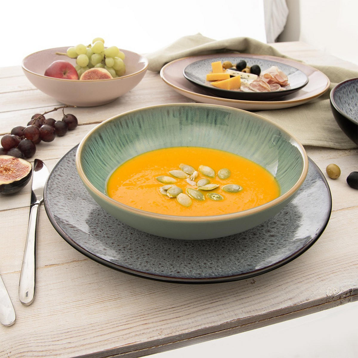 SUPPENTELLER Glaze tief grün - Grün, Keramik (20.5/20.5/6cm) - Orion 