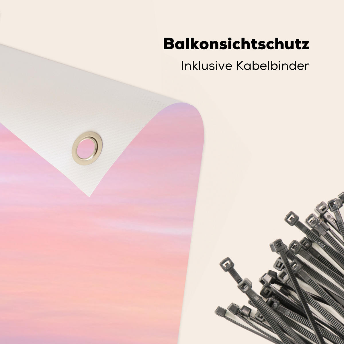 BALKON-SICHTSCHUTZ Leuchtturm - Dünen - Sonnenuntergang 300x95 cm - Hellrosa, Kunststoff (300/95cm) - MuchoWow
