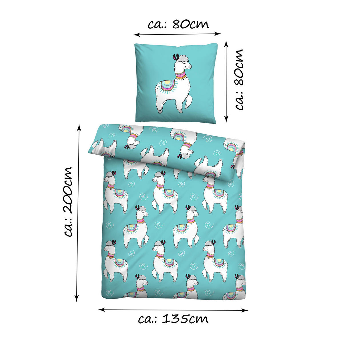 BETTWÄSCHE 2 tlg. mit Motiv 135x200 cm Lama - Multicolor, Textil (135/200cm) - Bestlivings