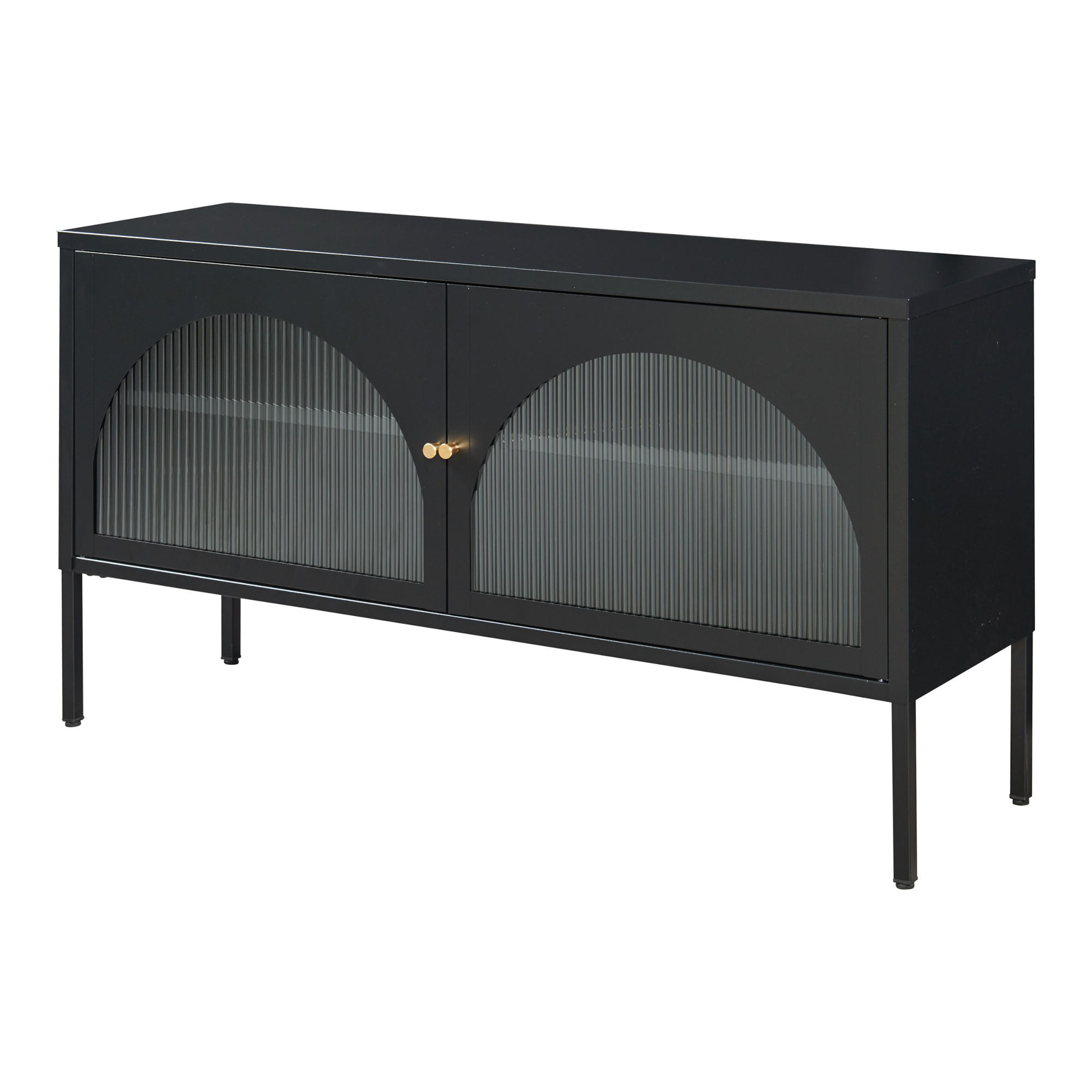 FERNSEHSCHRANK Karlskrona - Schwarz, Glas/Metall (115/64/35cm) - [en.casa]