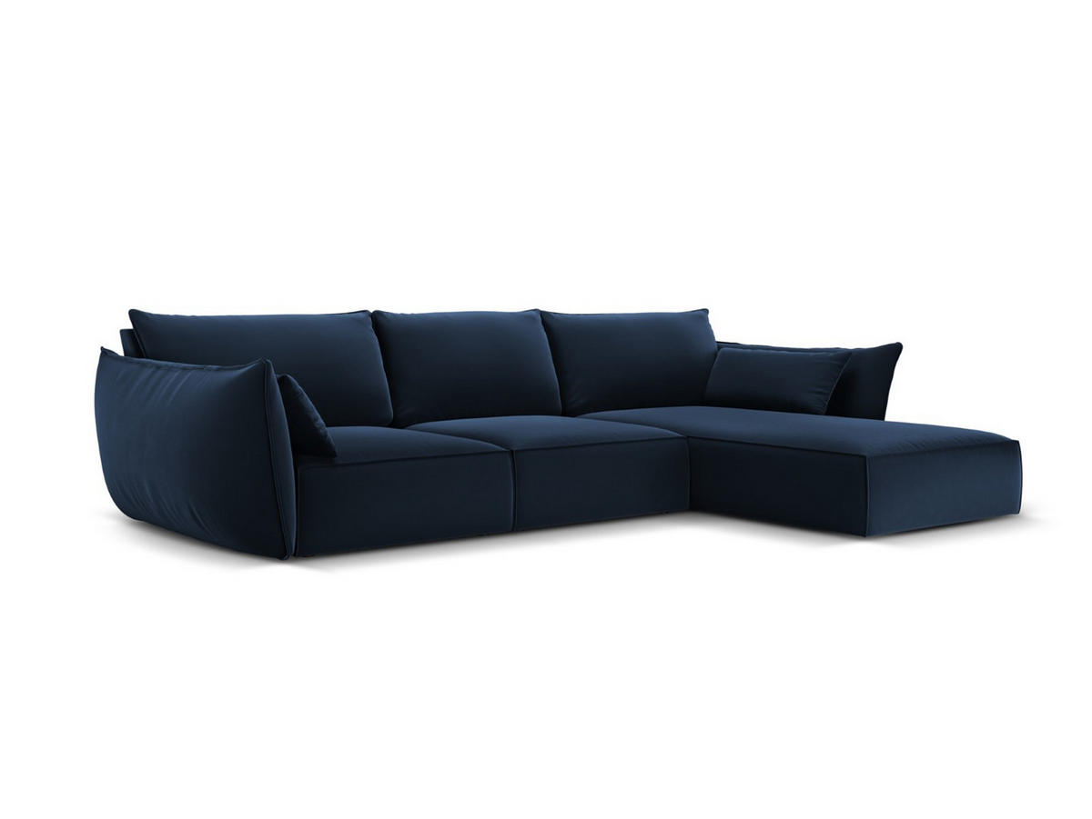 ECKSOFA rechts Kaelle aus Samt königsblau 4 Sitzplätze - Blau, Textil (171/308cm) - Micadoni