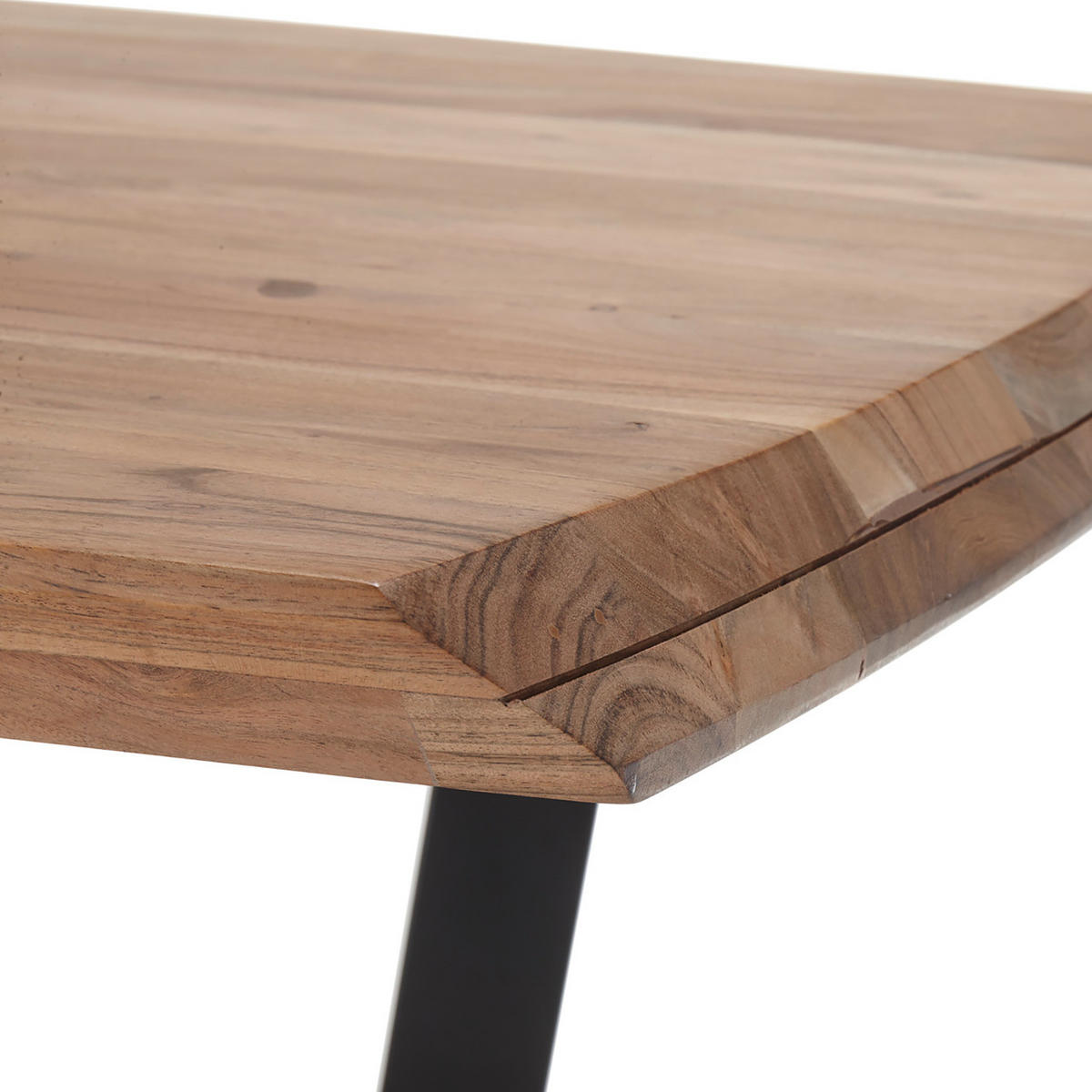 ESSTISCH - Akazie massiv / Eisen - Akaziefarben, Holz/Metall (100/180/77cm) - home24