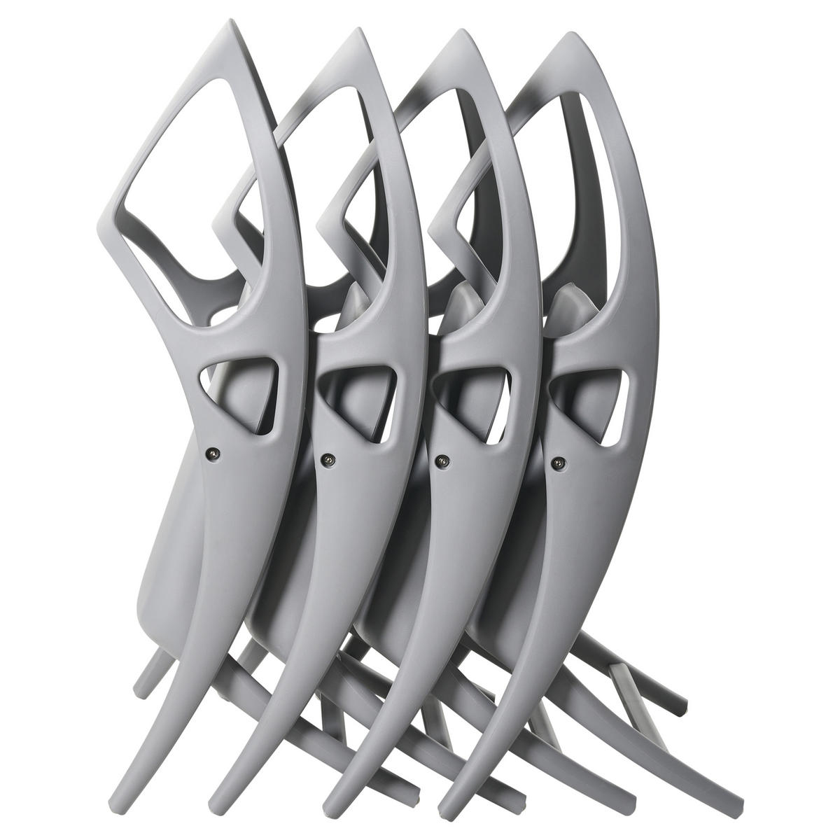 GARTENSTUHL 4er-Set Grau Nemi - Grau, Kunststoff (59/80/53cm) - Beliani