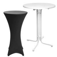STEHTISCH Sylt Ø 80cm Weiß mit Stella Stehtischhusse Ø 80cm Schwarz - Schwarz, Kunststoff/Textil (80/80/110cm) - Beautissu 