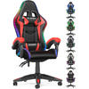 GAMINGSTUHL Schwarz-Rot Racing Ergonomisch mit LED-Licht - Rot, Leder (29/59/79cm) - Rattrix