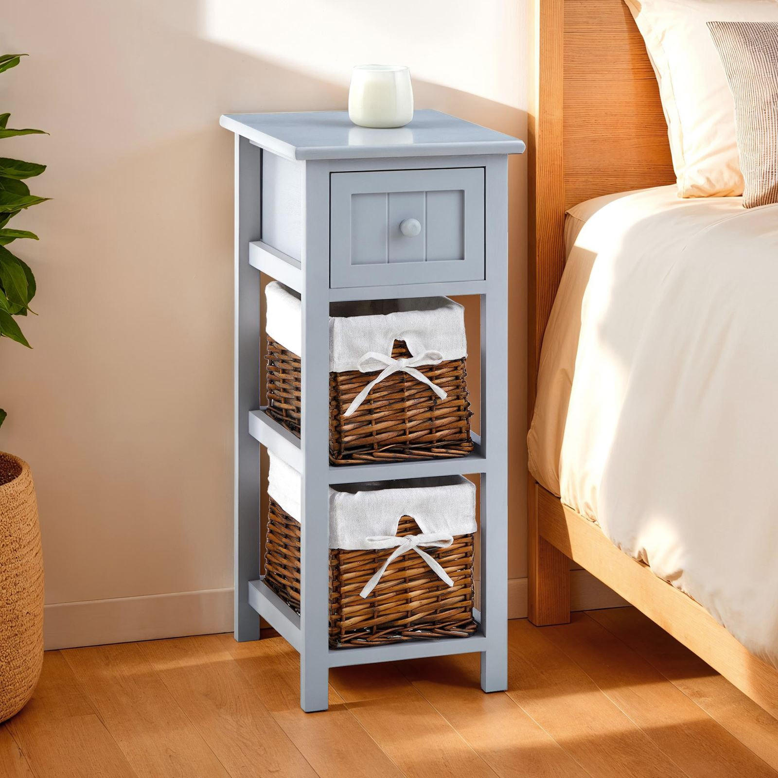 NACHTTISCH TALASI - Grau, Holz (28/67/30cm) - IDIMEX