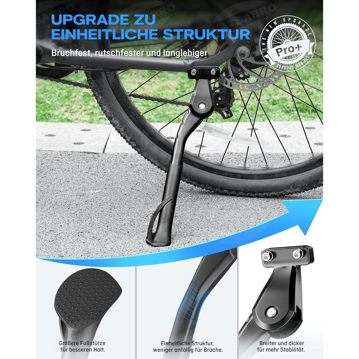 FAHRRADSTÄNDER als höhenverstellbarer Seitenständer, schwarz - Schwarz, Metall (1/1/41cm)
