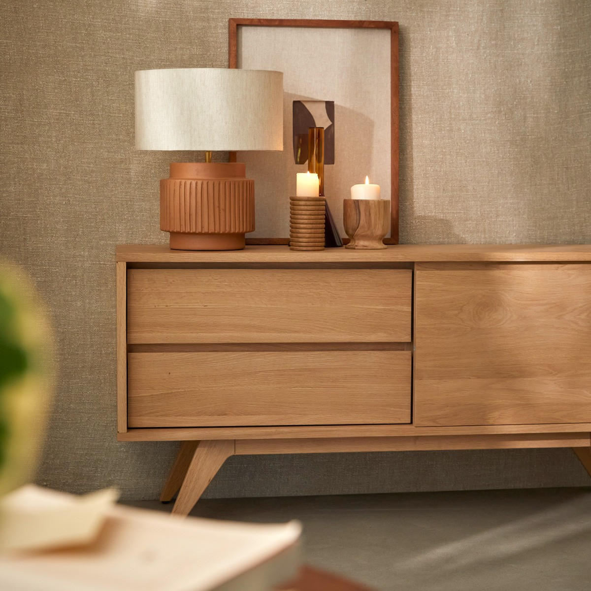TV-SCHRANK Esmée Natur aus Eiche - Naturfarben, Holz (130/60/35cm) - Tikamoon