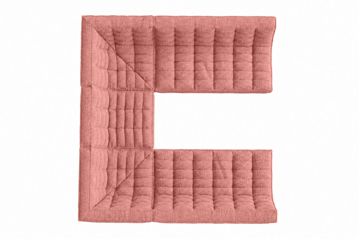 ROHOVÁ SEDAČKA modulární Corner ve tvaru U, plyšová tkanina Pop, Růžová, LAZY U CORNER - růžová, dřevo (266/76/253cm) - Kaiser Möbel