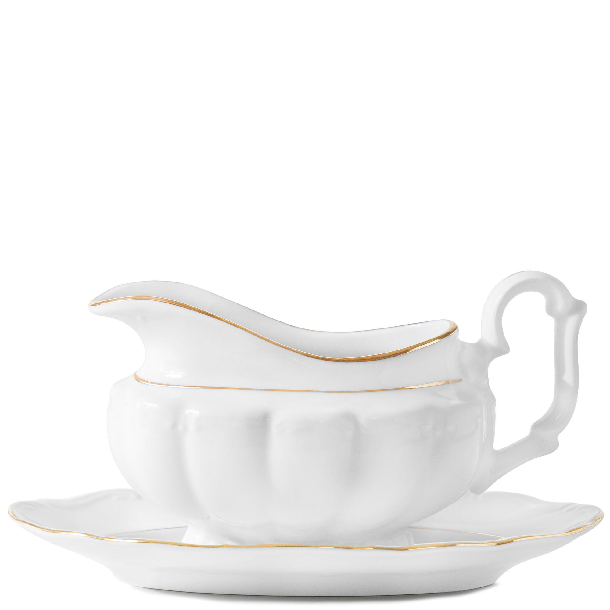 SAUCIERE Chodziez MARIA TERESA Porzellan mit Goldrand, Weiß / Gold - Goldfarben/Weiß, Keramik (10cm) - KONSIMO®