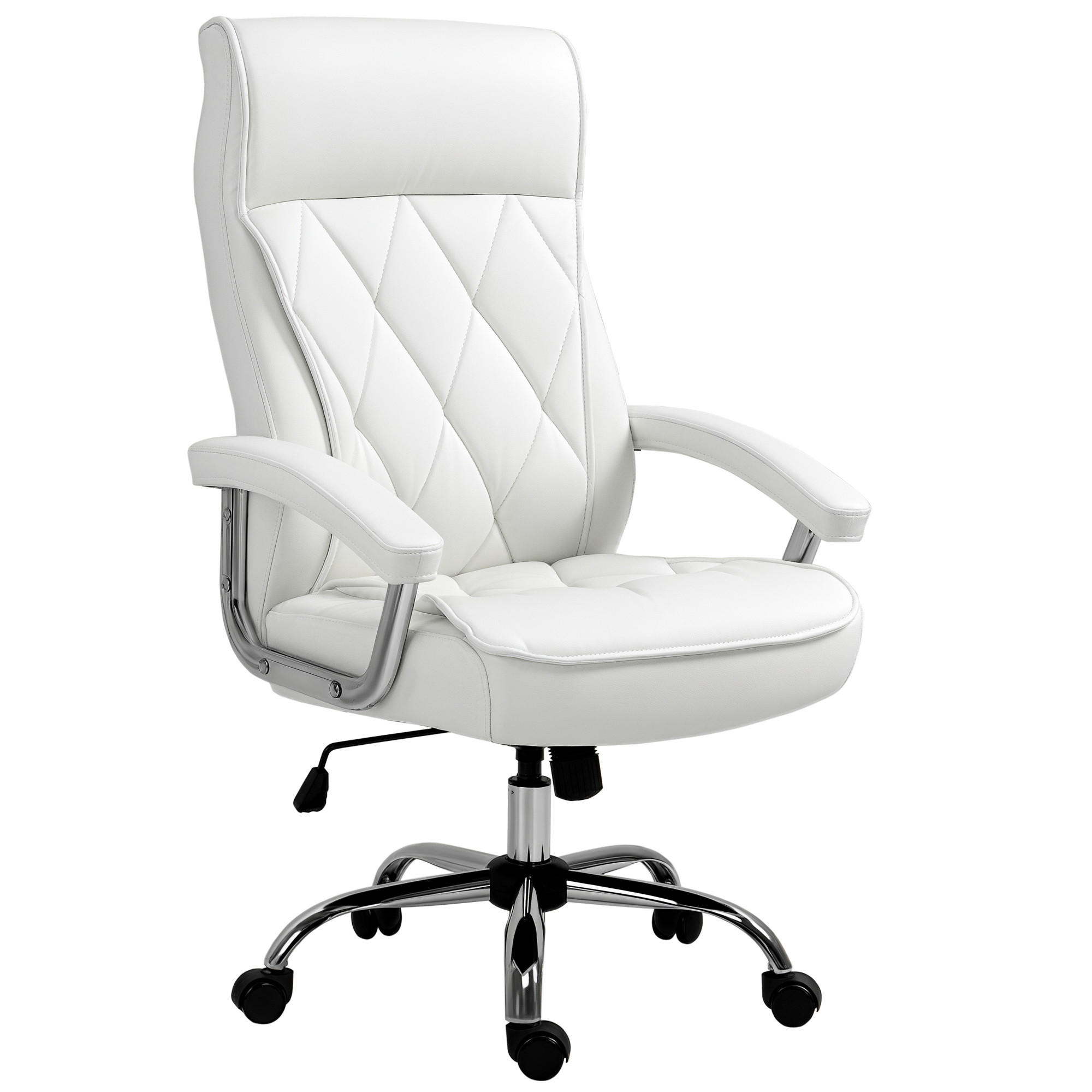 CHEFSESSEL, Bürostuhl, Kunstleder, Weiß - Weiß, Kunststoff/Metall (69/121/66cm) - Vinsetto