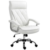BÜROSTUHL DE-05103 Rautenmuster, Wippfunktion & höhenverstellbar Weiß - Weiß, Metall (69/121/66cm) - ComfortXL