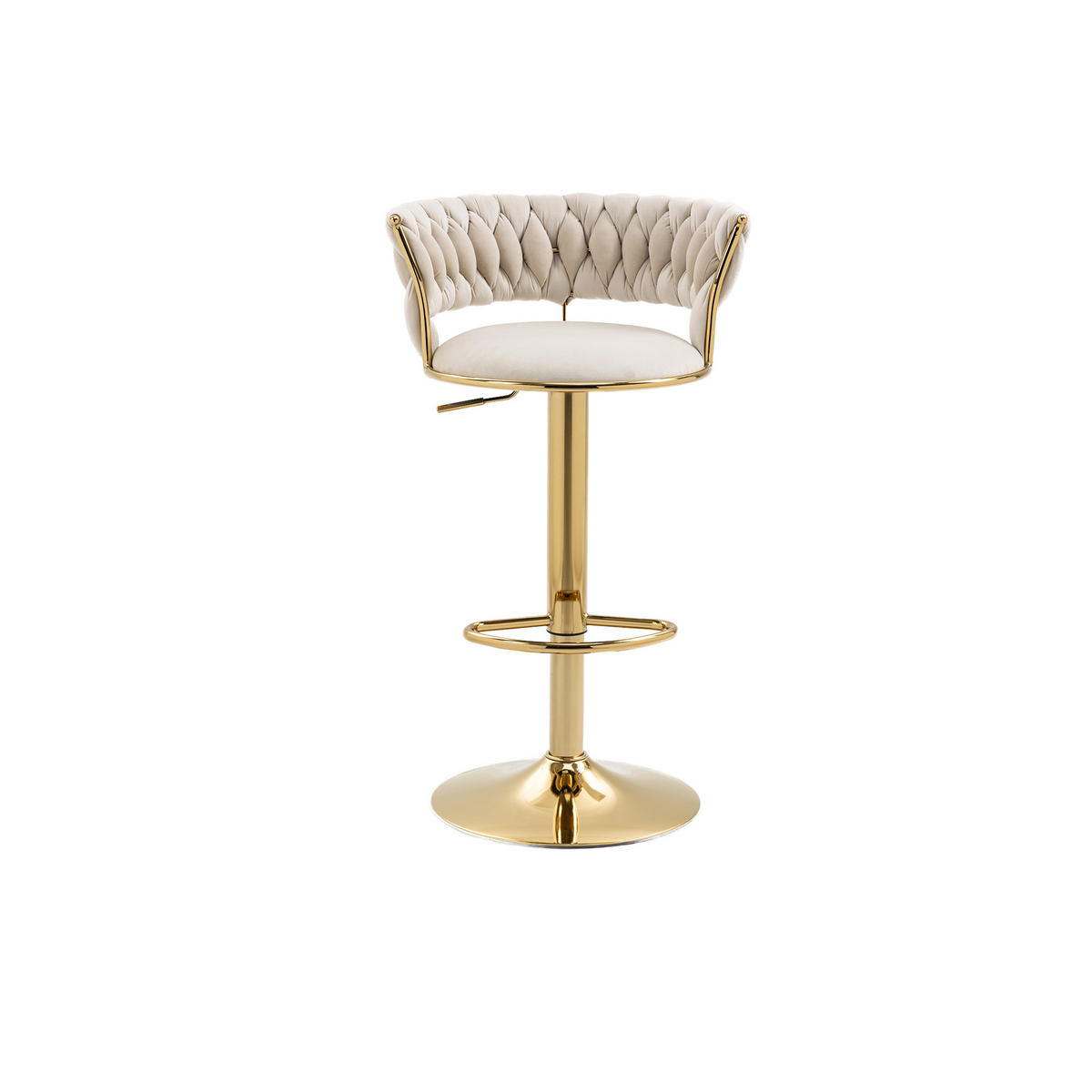 BARHOCKER 2er-Set 360° drehbar mit Samtbezug - Creme, Textil (54/78/46cm)