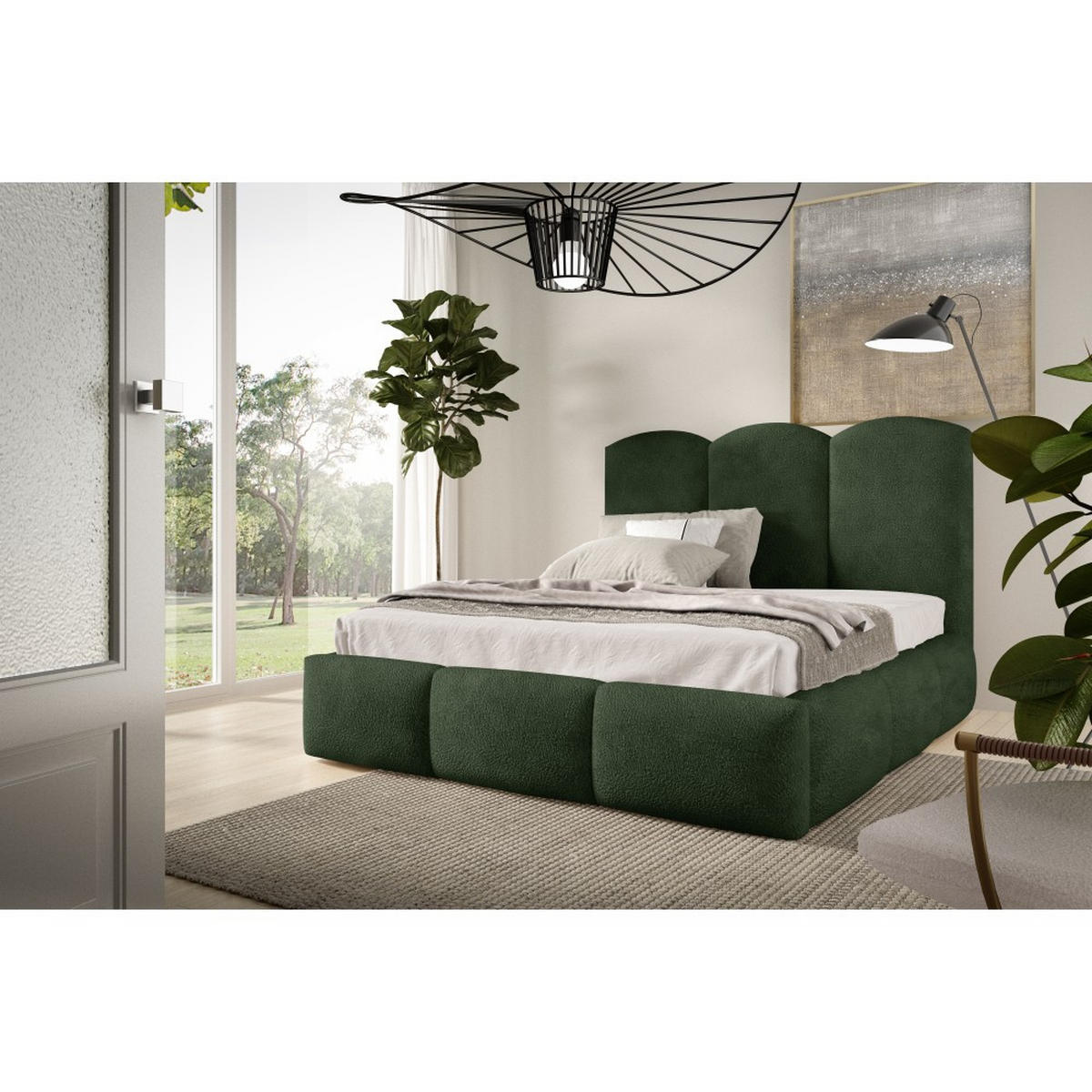 POLSTERBETT Bero, 120x200, Bouclé-Stoff, Dunkelgrün - Dunkelgrün, Textil (120/200cm) - Beautysofa