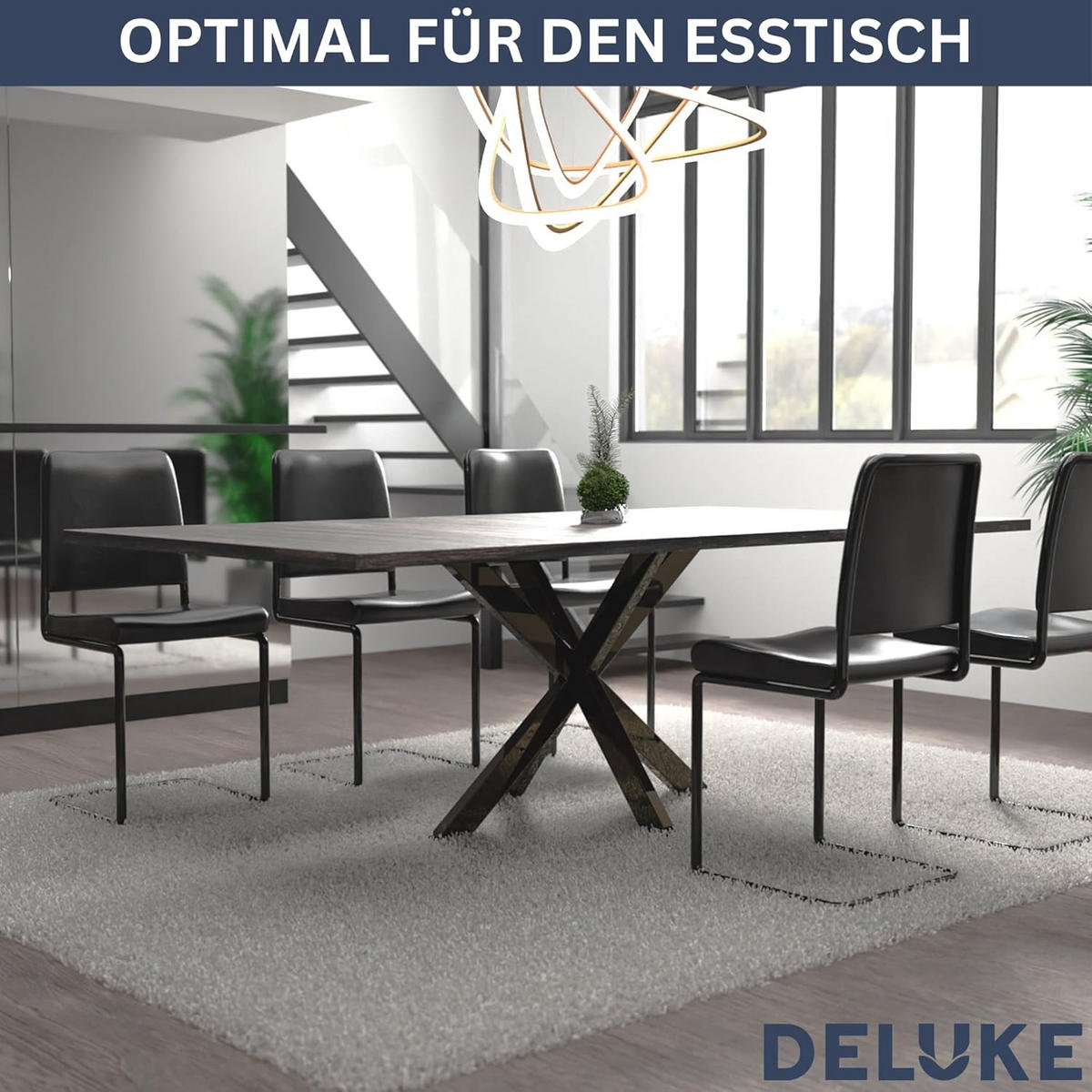 TISCHGESTELL Metall KRYT Schwarz glänzend 71x120x68 cm - Schwarz, Metall (120/71/68cm) - DELUKE