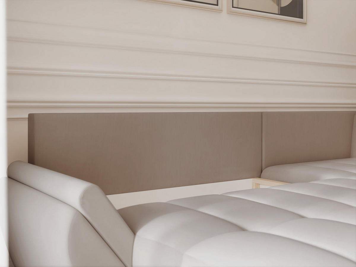 ECKSOFA DOLCE mit Schlaffunktion und Bettkasten Beige-Grau - Greige, Holzwerkstoff/Kunststoff (266/190cm) - Idohome