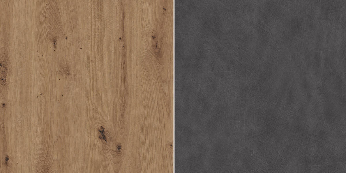 WASCHBECKENUNTERSCHRANK Eiche Artisan, grau 79 x 67 cm, Badezimmer Unterschrank 2-türig - Eichefarben/Schwarz, Holzwerkstoff/Kunststoff (35/67/79cm) - Top.Furn