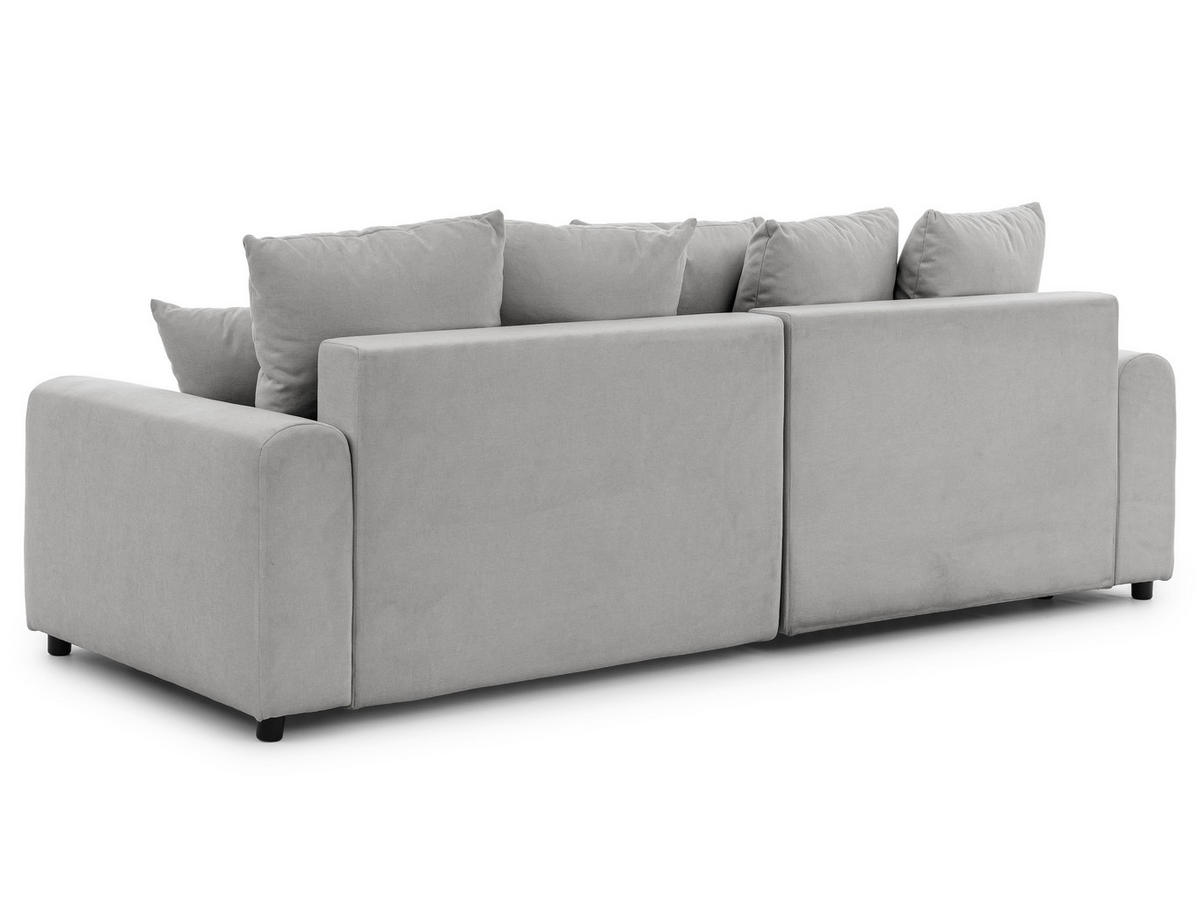 ECKSOFA Calma mit Schlaffunktion und Bettkasten im Bumpy-Design aus weichem Grau Webstoff - Ottomane links - Schwarz/Grau, Holz/Kunststoff (239/140cm) - S-Style