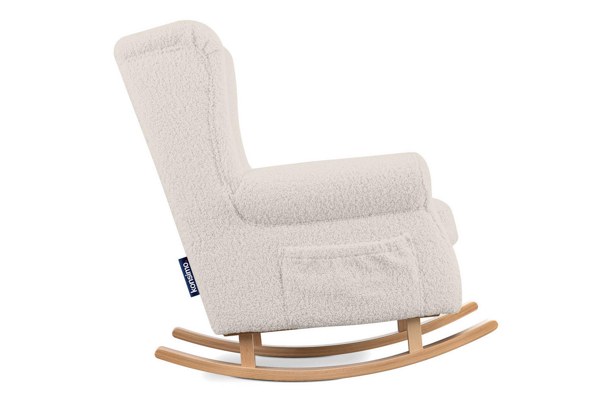 SCHAUKELSESSEL TULES mit Tasche für kleine Gegenstände, cremefarben - Eichefarben/Creme, Eichenholz/Holzwerkstoff (80/105/105cm) - KONSIMO®