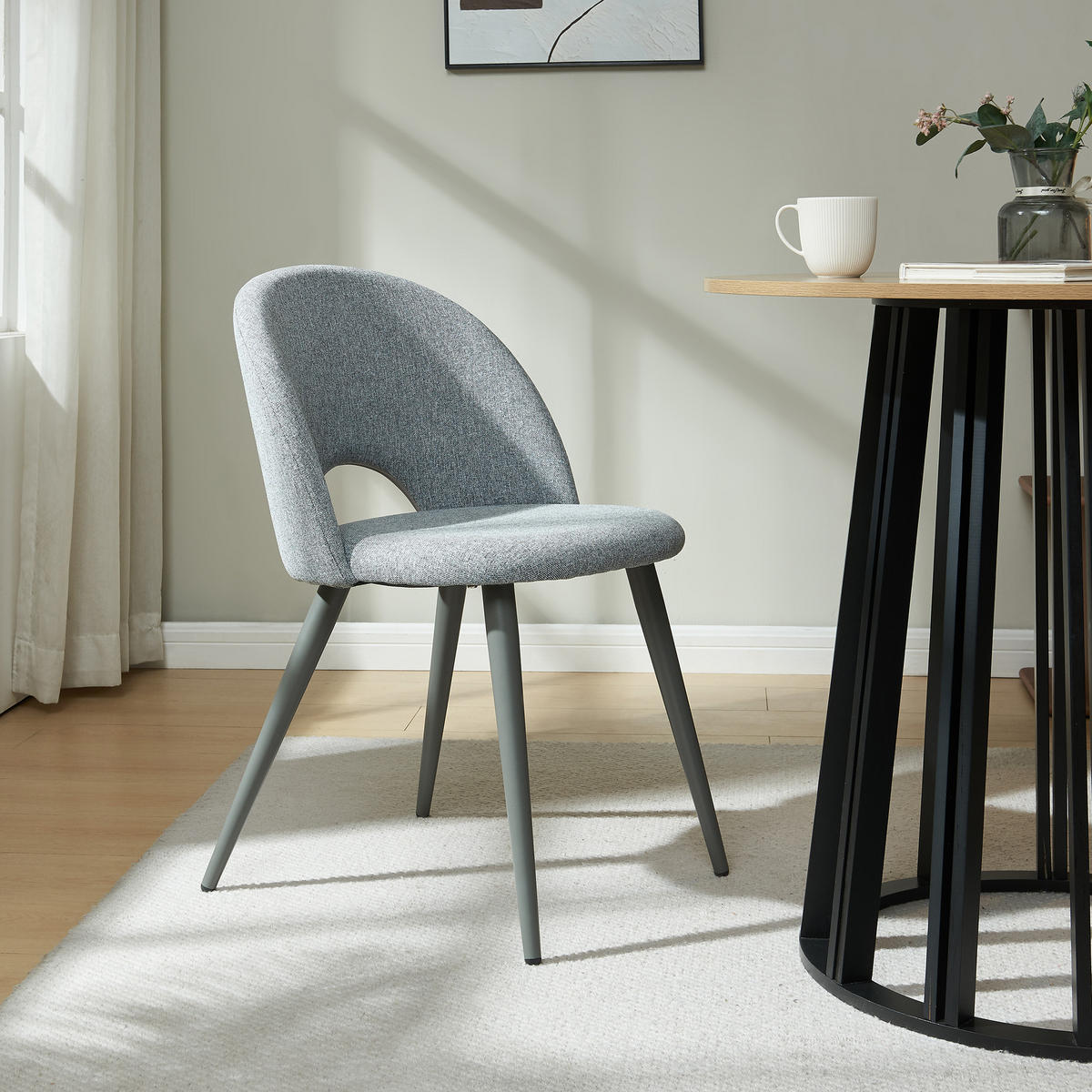 ESSZIMMERSTUHL-SET 4 TLG. Karijoki - Dunkelgrau/Grau, Textil/Metall (50/77/55cm) - [en.casa]