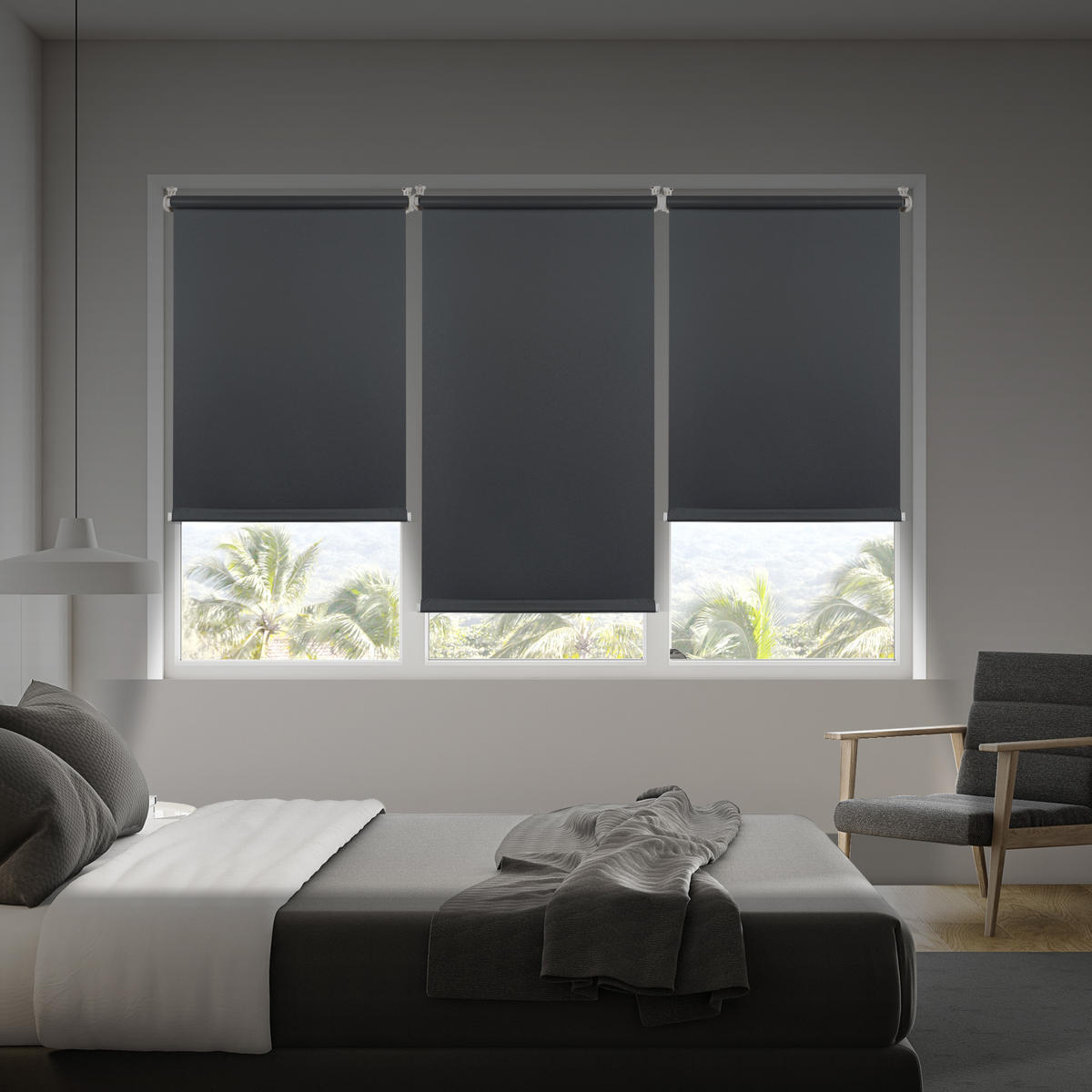 VERDUNKELUNGSROLLO | Grau, 120 cm x 180 cm - Grau, Kunststoff (120/180cm) - STORESDECO