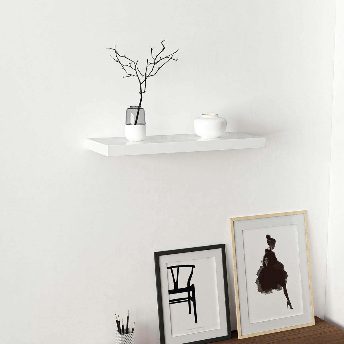 WANDREGAL Bredebro - Weiß, Holzwerkstoff (60/3.6/23cm) - [en.casa]