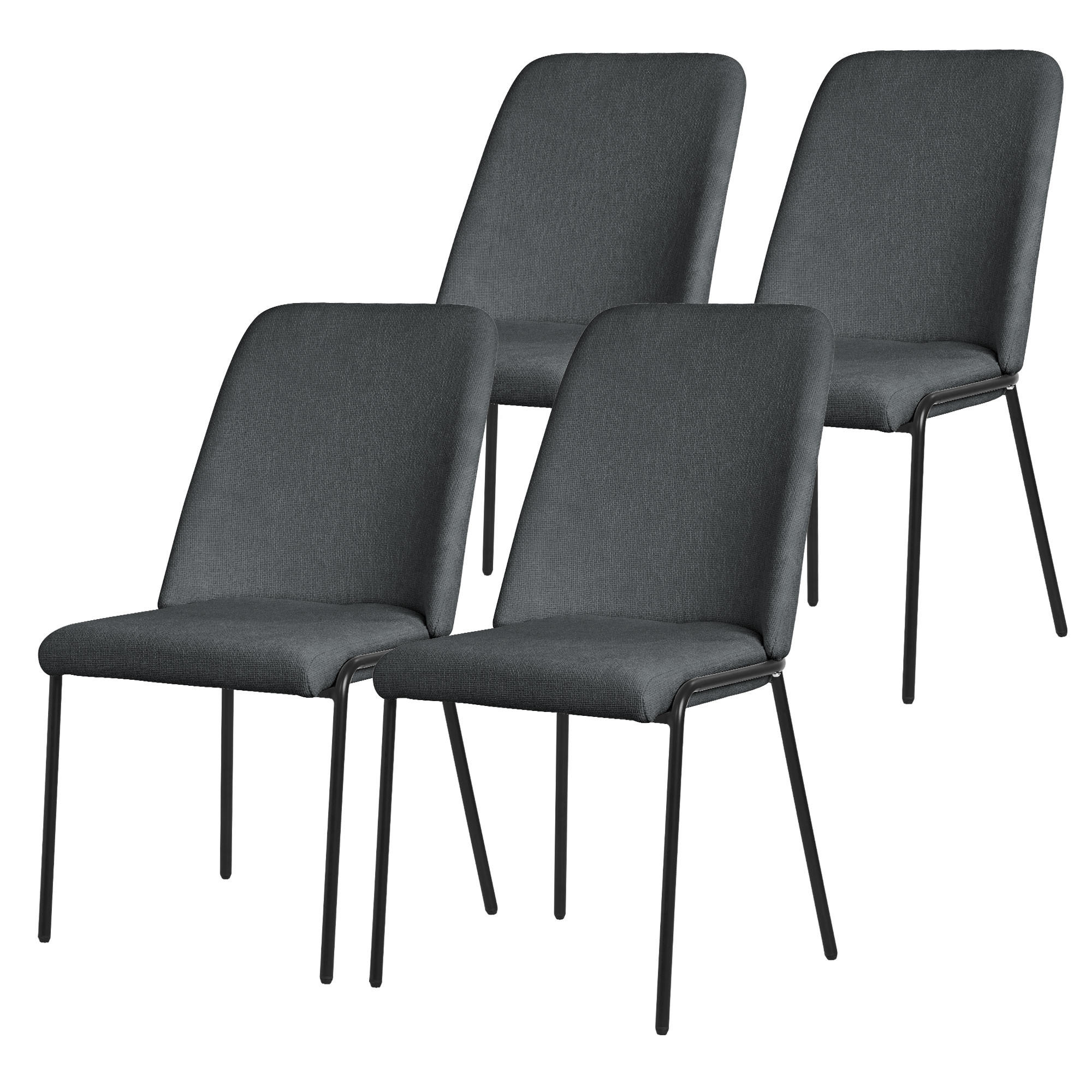 ML-DESIGN JÍDELNÍ ŽIDLE, sada 4 ks, antracitová, s látkovým potahem