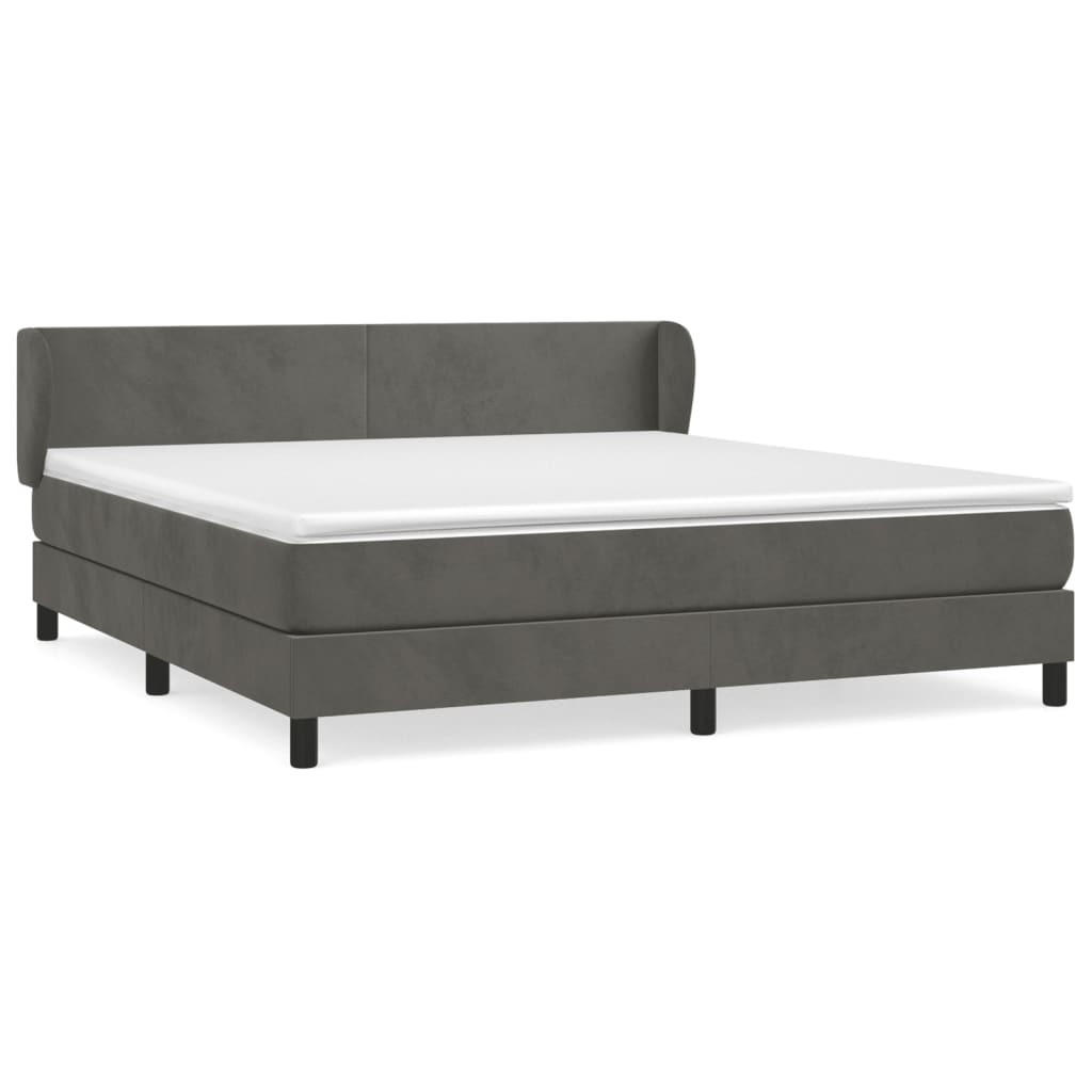 BOXBETT Mit Matratze Dunkelgrau 160/200 Cm Samt - Grau, Textil (160/200cm) - vidaXL