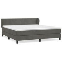 BOXBETT Mit Matratze Dunkelgrau 160/200 Cm Samt - Grau, Textil (160/200cm) - vidaXL