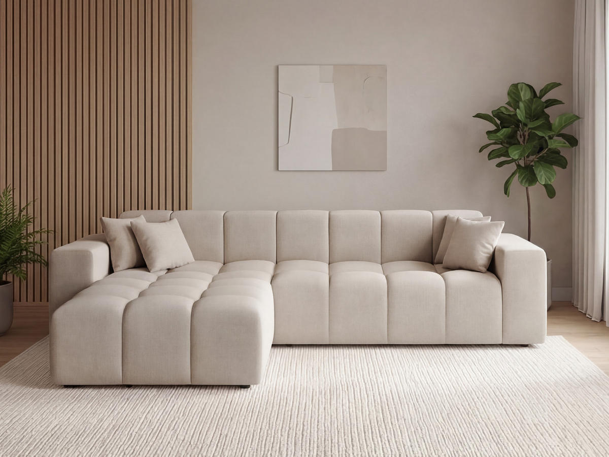 ECKSOFA Loopo Beige Links - Beige, Holz/Textil (265/180cm) - Graingold