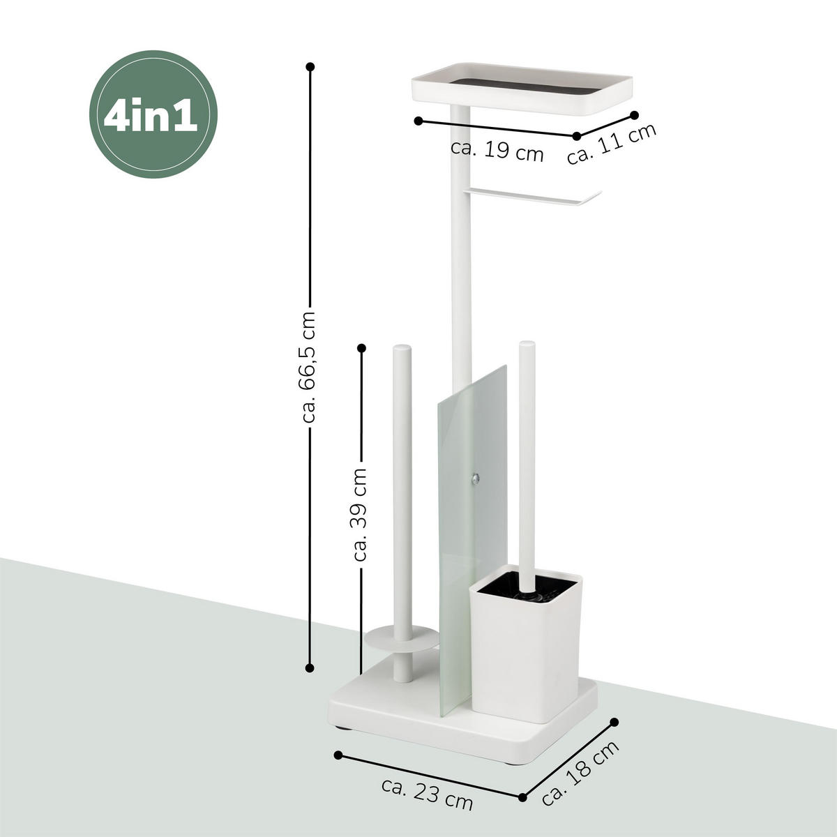 WC-GARNITUR, weiß - Weiß, Metall (23/66.5/18cm) - eluno