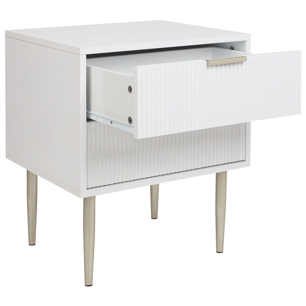 NACHTTISCH weiß/gold 2 Schubladen Soho - Goldfarben/Weiß, Holzwerkstoff (48/55/40cm) - Beliani