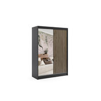 KLEIDERSCHRANK VILAN mit Spiegel - 150 cm - Schwarz|Eiche Wotan - Eiche Wotan/Schwarz, Holzwerkstoff (150/215/61cm) - ALTDECOR