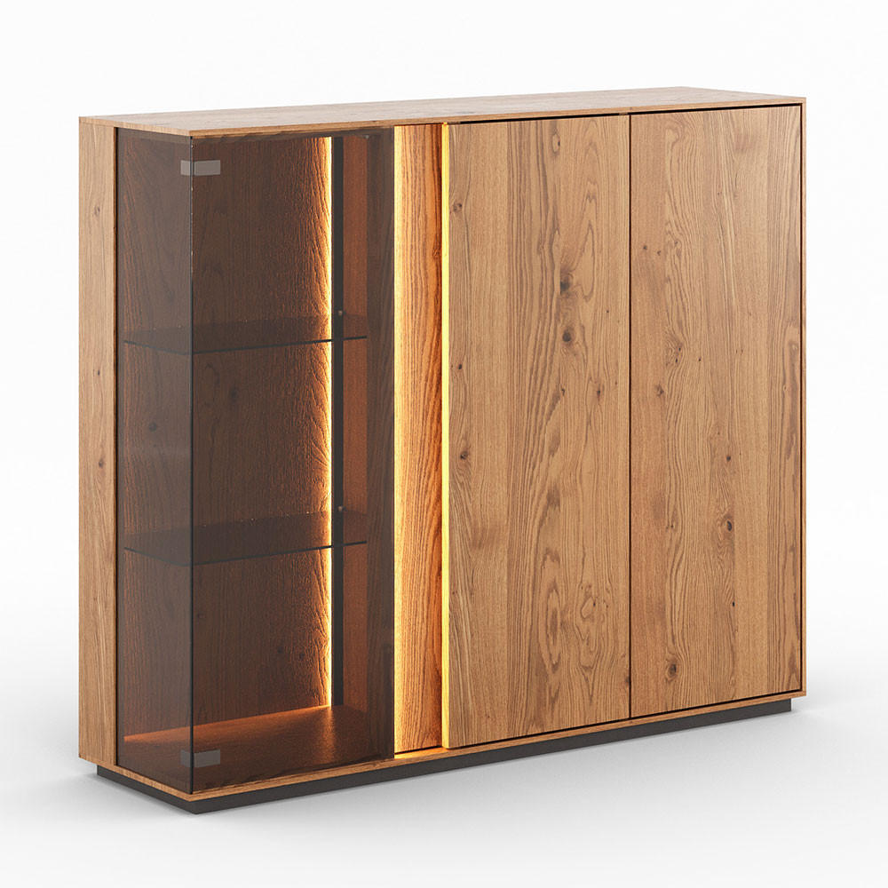 Feldmann-Wohnen Vitrine Wildeiche 135x115x37 cm