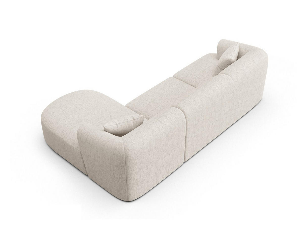 MODULARES-ECKSOFA rechts Campi aus strukturiertem Stoff leichtes beige 4 Sitzplätze - Creme, Textil (156/256cm) - Cosmopolitan Design