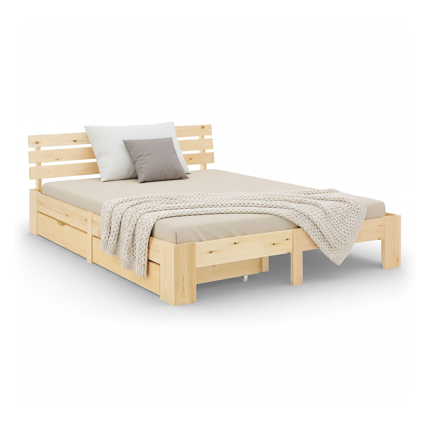 HOLZBETT mit Stauraum 140/200 cm natur - Braun, Holz (140/200cm) - Homestyle4u