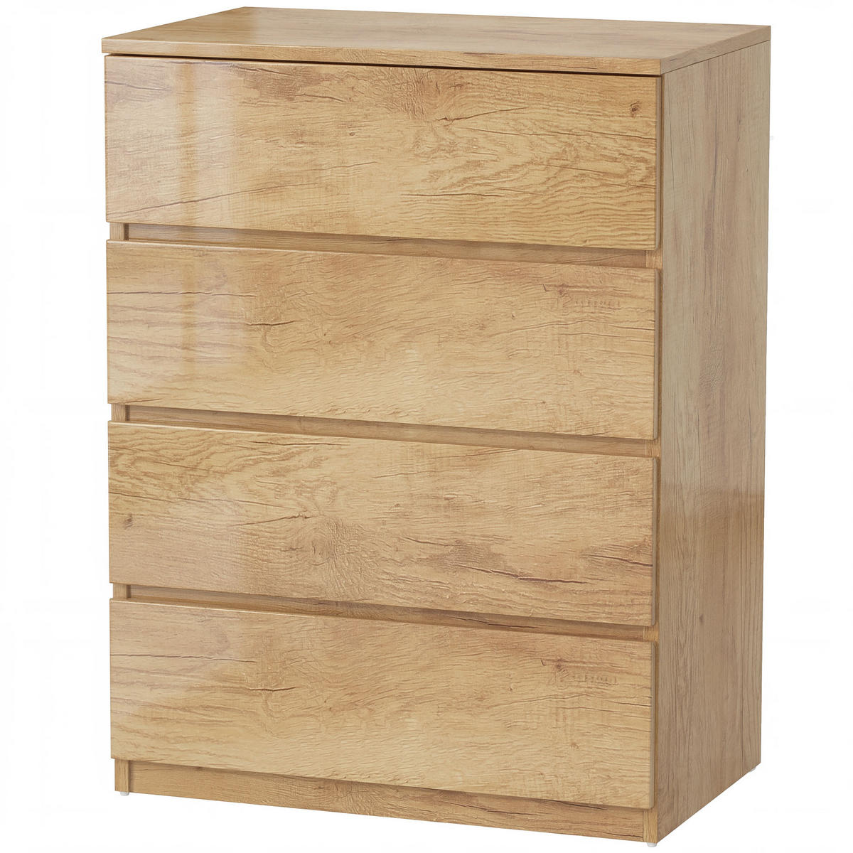 KOMOODE DE-12863 4 Schubladen, grifflos, minimalistisch Natur - Naturfarben, Holzwerkstoff (60/80/40cm) - ComfortXL
