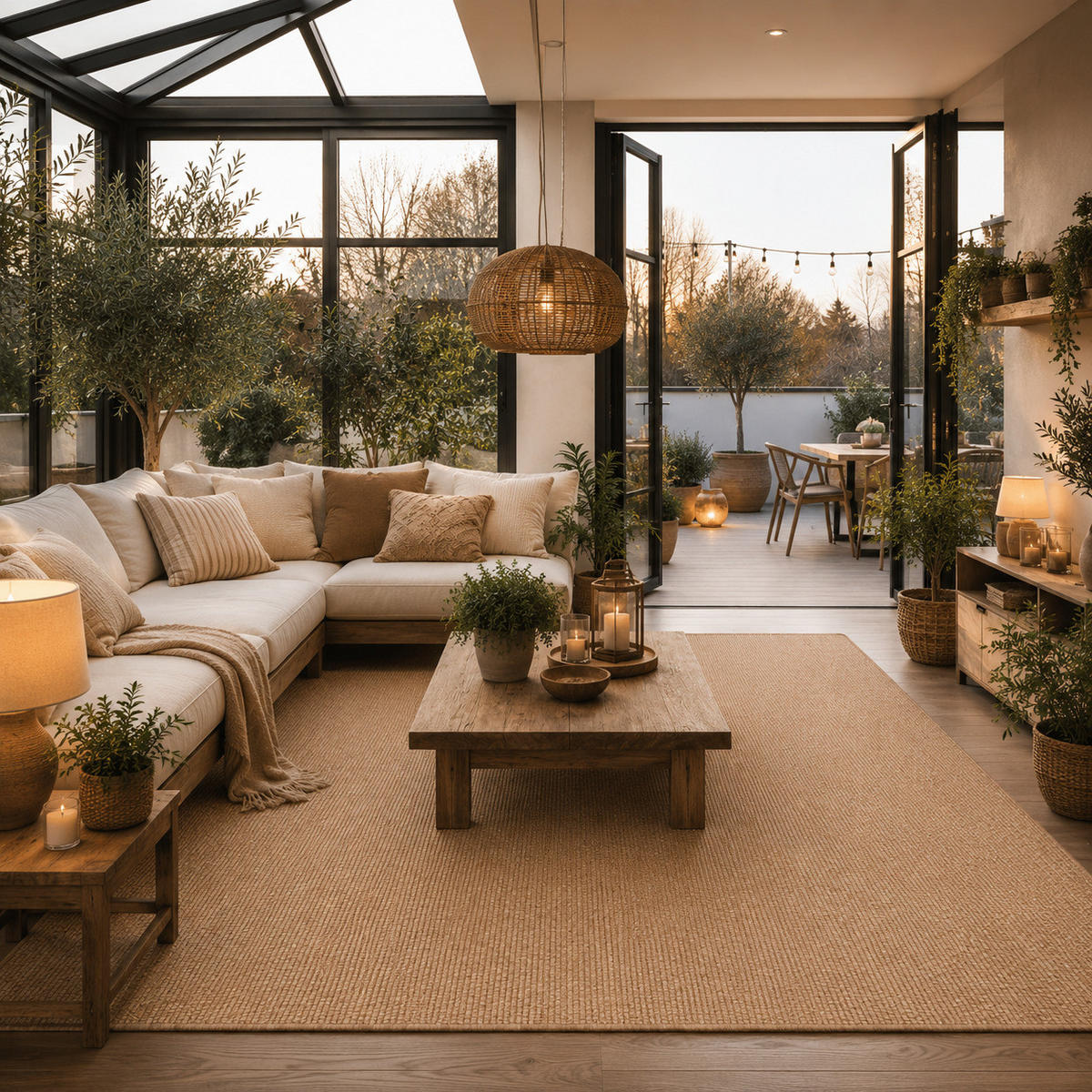 IN- & OUTDOOR FLACHGEWEBE TEPPICH PORTO MELIERT - Sandfarben, Textil (160/160cm) - Snapstyle
