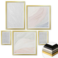 WANDBILDER 5er Set - 50x50 cm & 20x30 cm & 40x60 cm Goldrahmen - Leuchtende Strukturen, Sandmuster - Goldfarben, Kunststoff (40/60cm) - ArtPrintCave