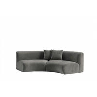 SOFA Round, Velvet-Stoff Bluvel, Aschgrau, GRETA - Grau, Holz (294/70/89cm) - Kaiser Möbel