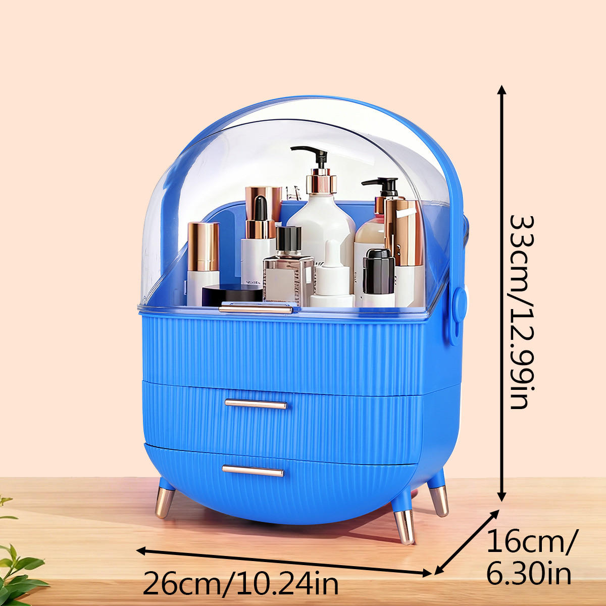 KOSMETIK ORGANIZER Liora 29/19/38 cm - Dunkelblau, Kunststoff (19/38/29cm) - ZMH