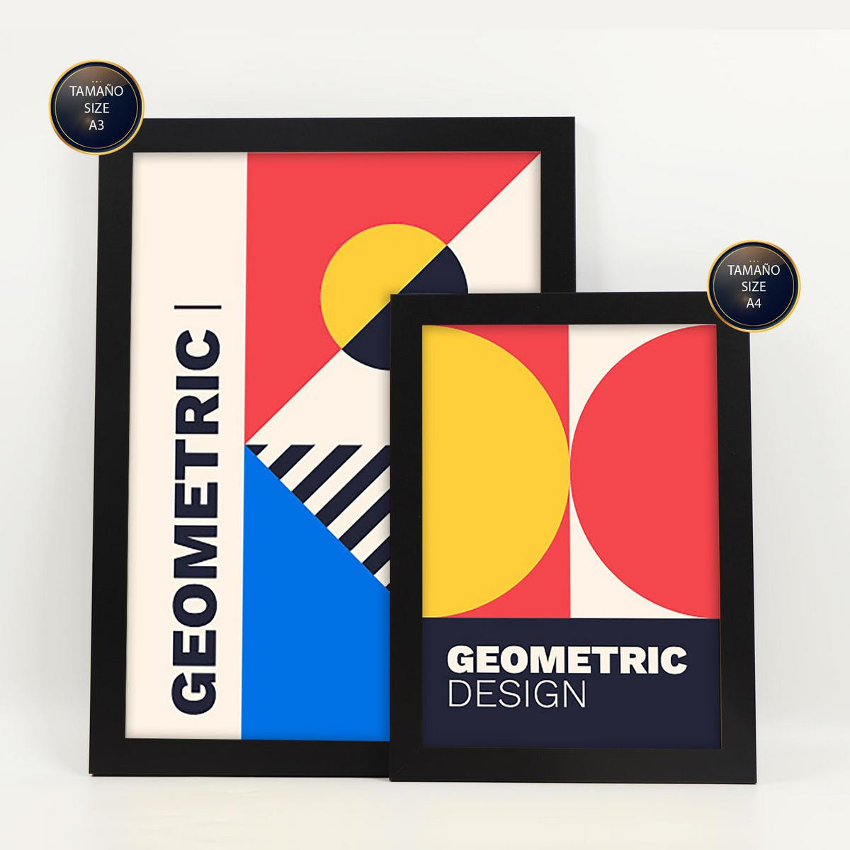 POSTER Set Mit 6 Drucken Im Bauhaus 5 Geometrische Designkollektion Drucke Mit Ästhetische Dekorative Rahmen Für Zuhause A3 & A4 Schwarzer Rahmen - Schwarz, Papier (29/3cm) - Nacnic